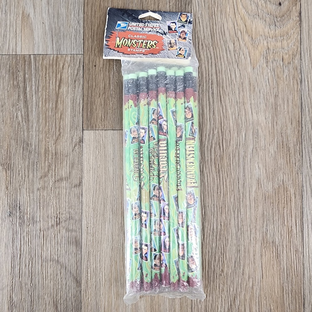 USPS Classic Monsters Pencils 10-Pack Universal Studios Vintage 1997 Dracula